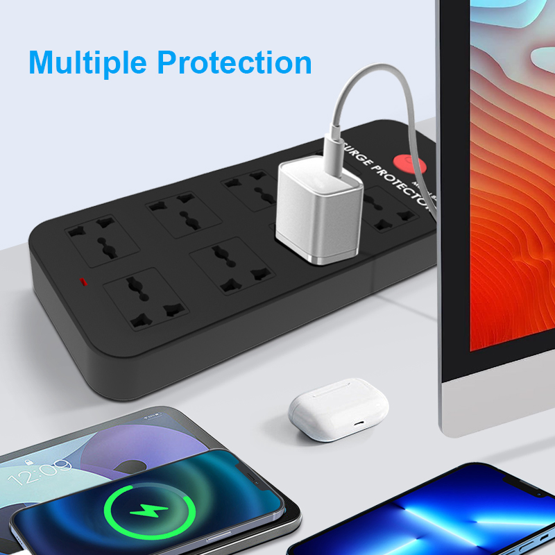 8 AC Outlet Extension Cord Overload Protection Electric Plug Extender Universal USB Power Board Socket Power Strip