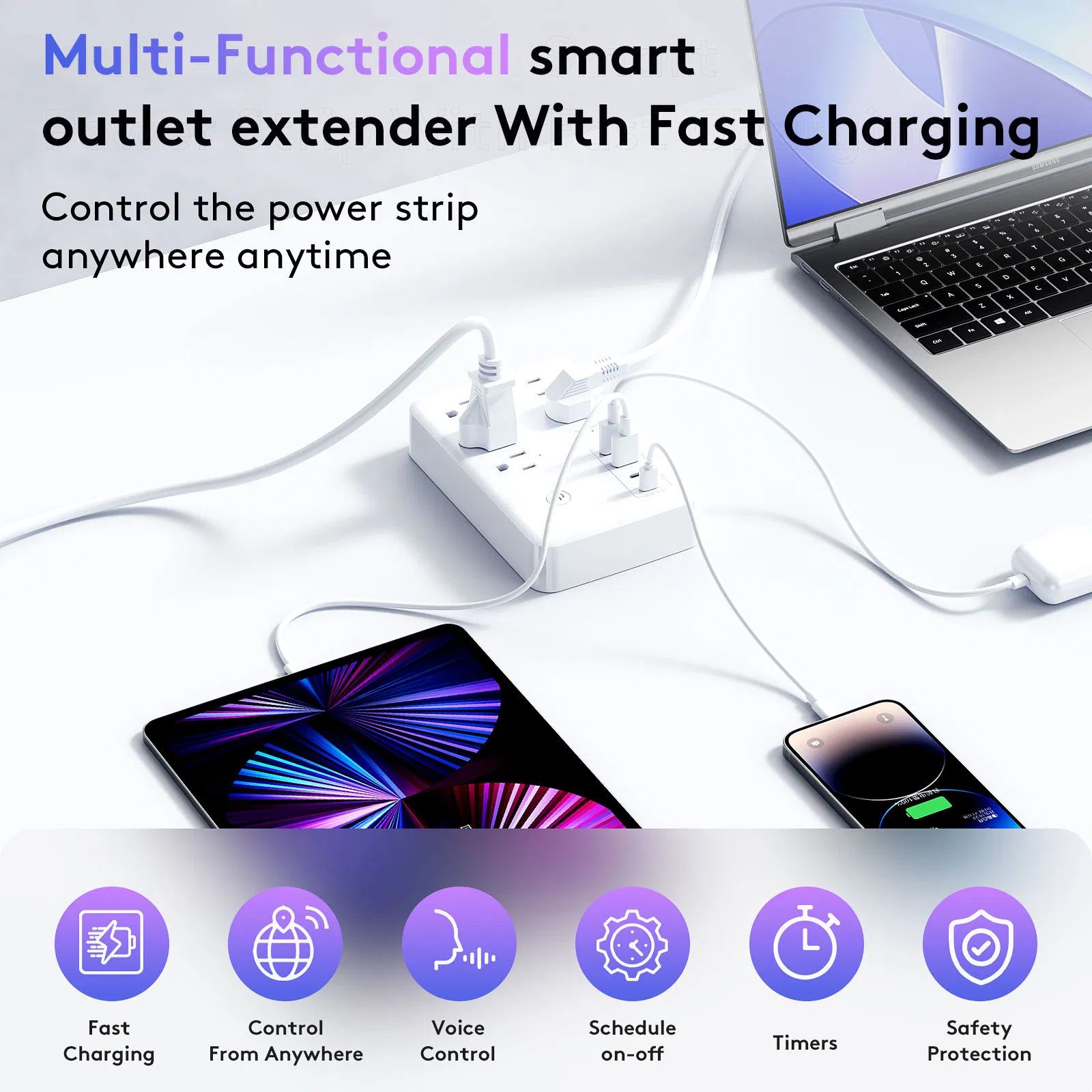 WiFi Smart Power Strip Us with 4 USB Port 5 Outlets