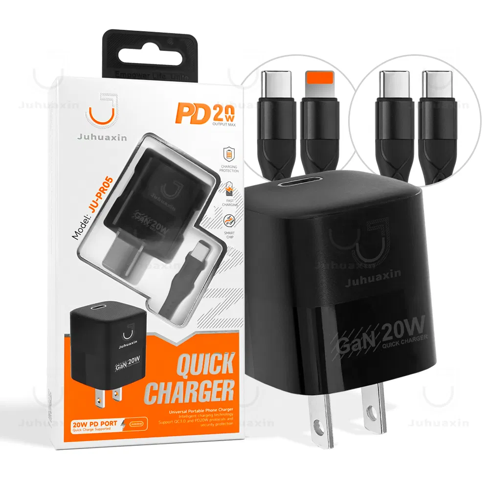 Juhuaxin OEM Customized Us Plug Cargadores Ju-Pr05 GaN 20W Original Mobile Phone Travel Wall Fast Charger Safe and Reliable USB Charger