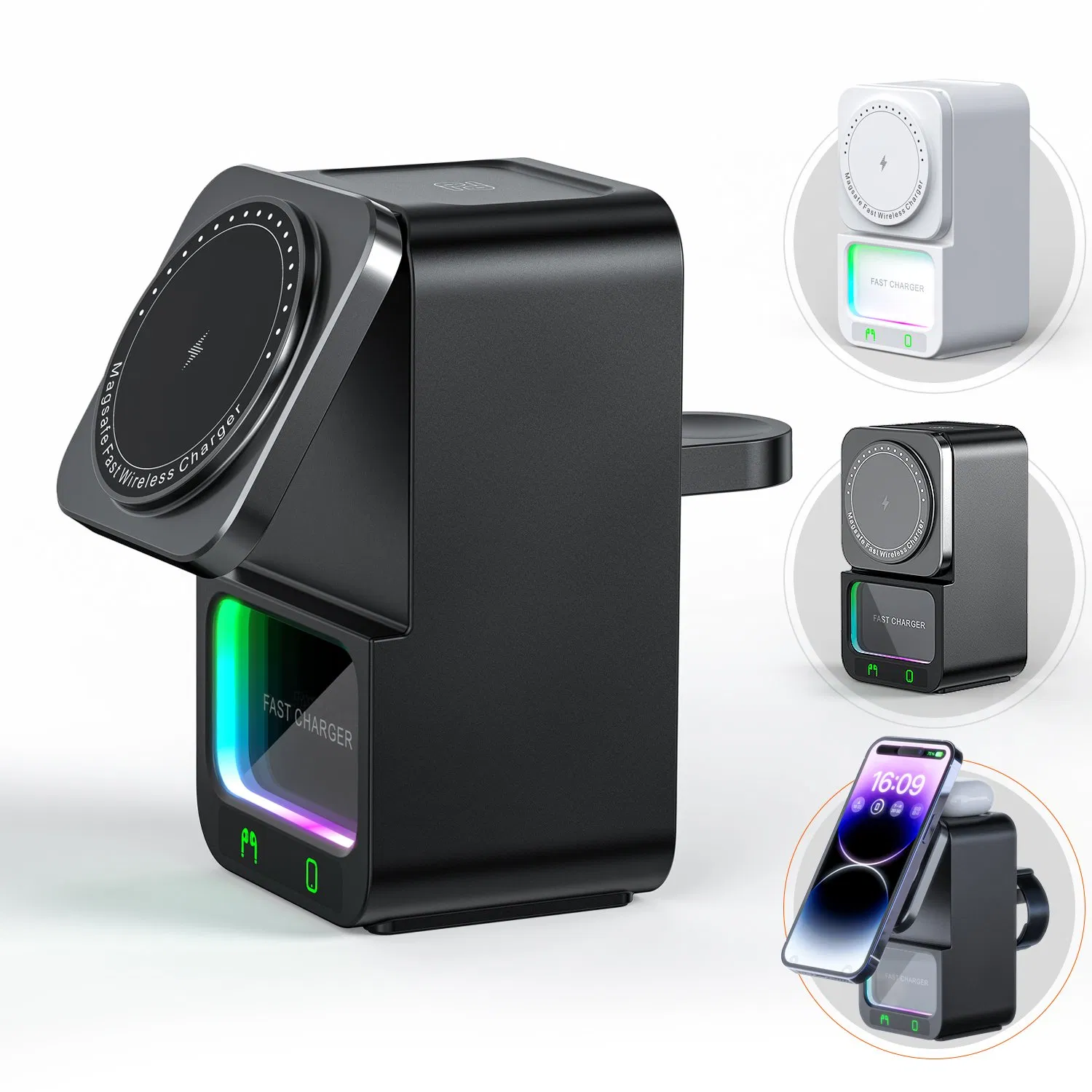 Dh19 5 in 1 Bluetooth-Compatible Speaker Multi-Function Wireless Charger Dock for Watch / Mobile Phone / Tws Earbuds