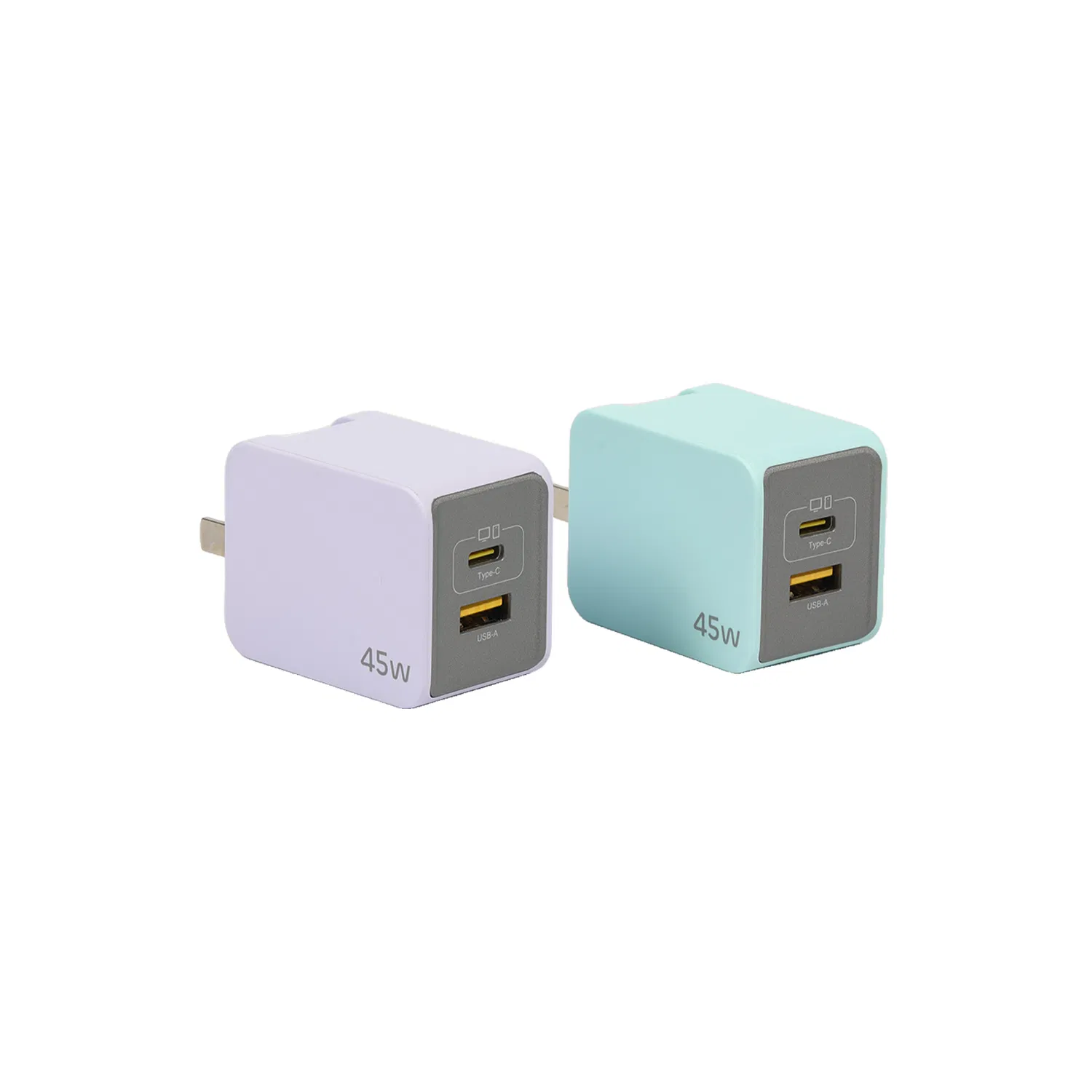 GaN 45W Charger Ultra-Fast Wall Charger with PPS Support 1 Type C Pd 3.0 Port 1 USB a QC 3.0 Port Compatible with iPhone, iPad with Removable Plugs