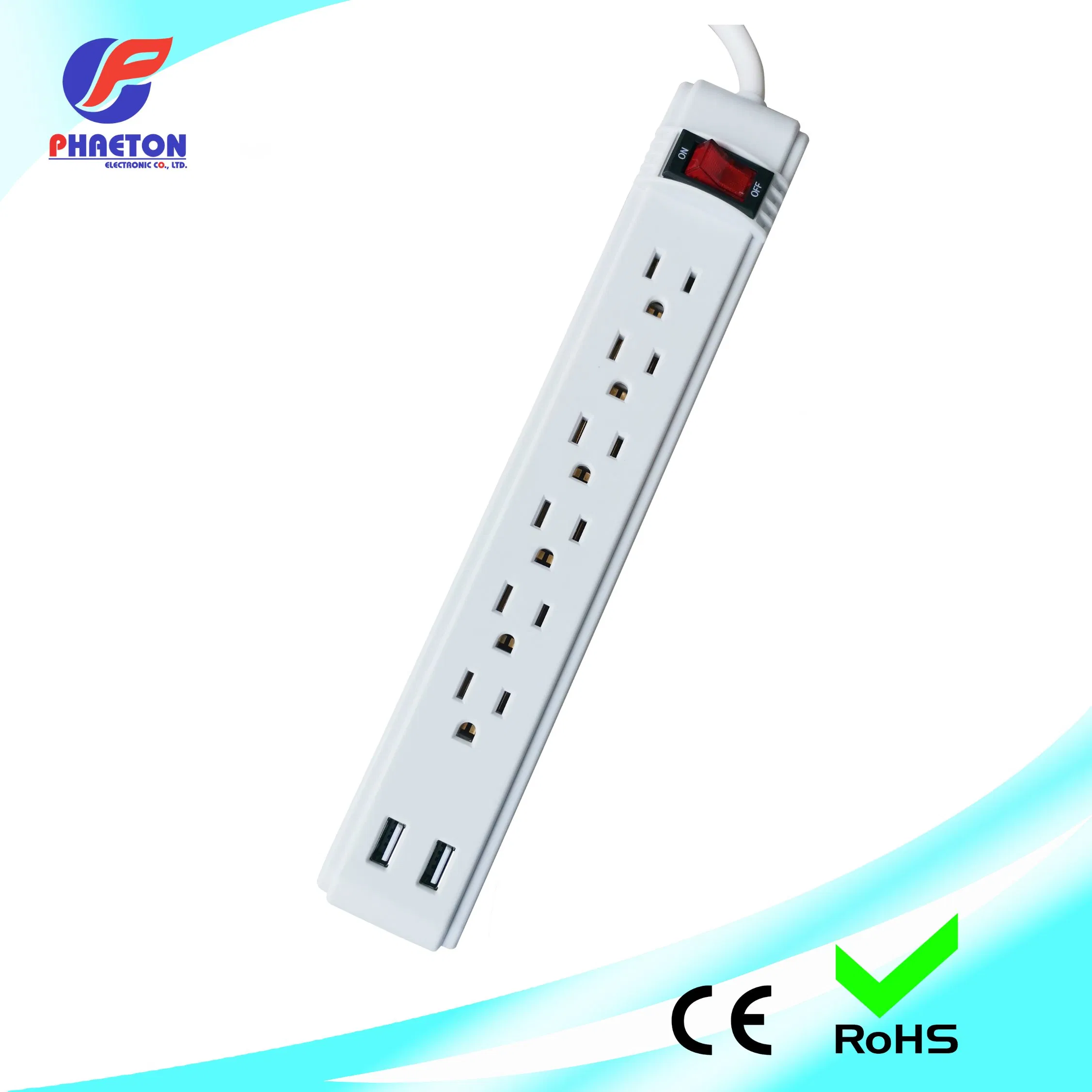 6 Outlet Surge Protector Power Strip with 2.1A USB