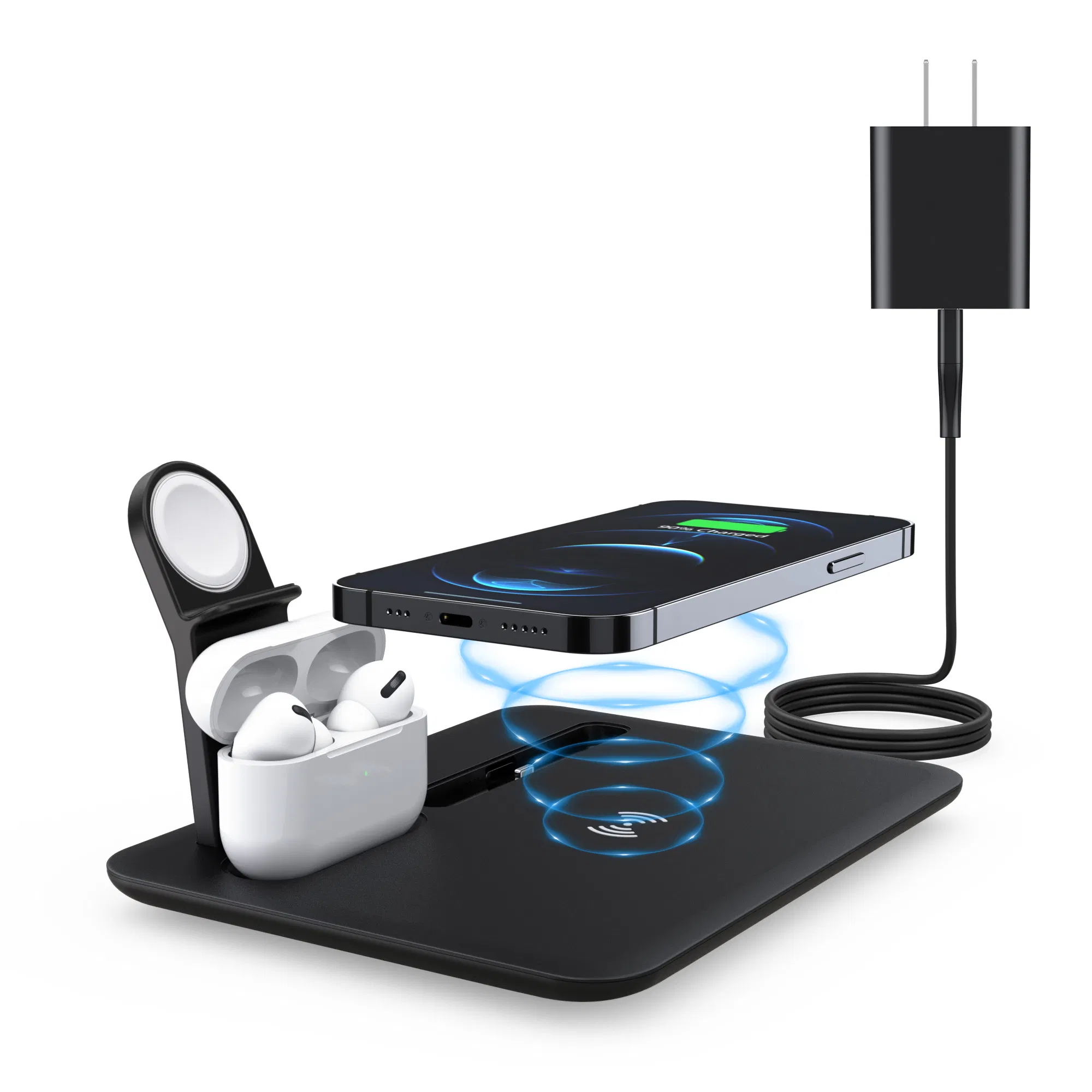 Advanced safety features 4ports fantasy fast charging multi wireless charger dock station for mobile phone/watch/earphone