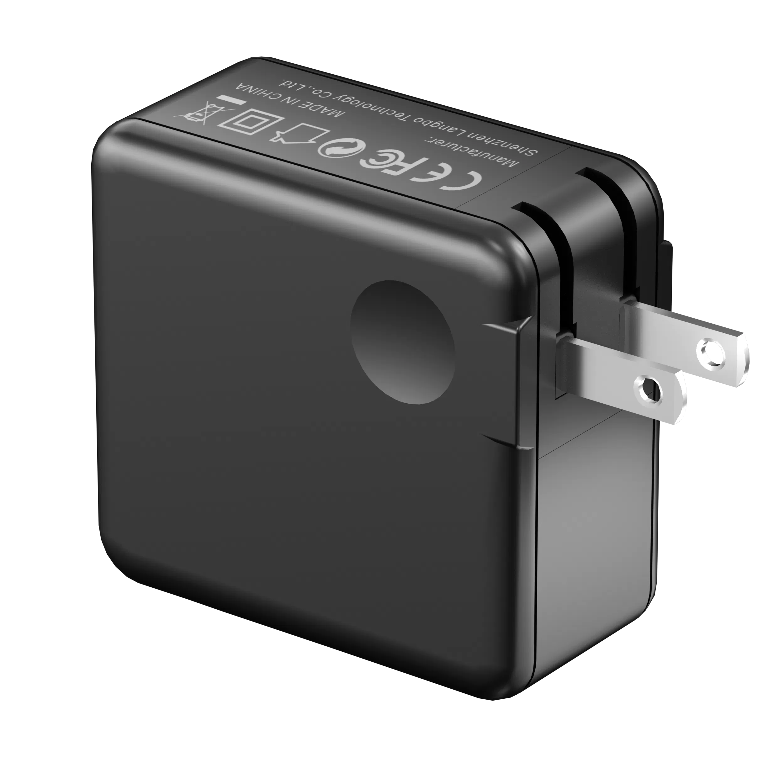 China Factory 65W USB-C Charger, Flat USB Wall Charger, Dual USB C Charger with Foldable Plug for Travel Fasting Charger with GaN for Laptops