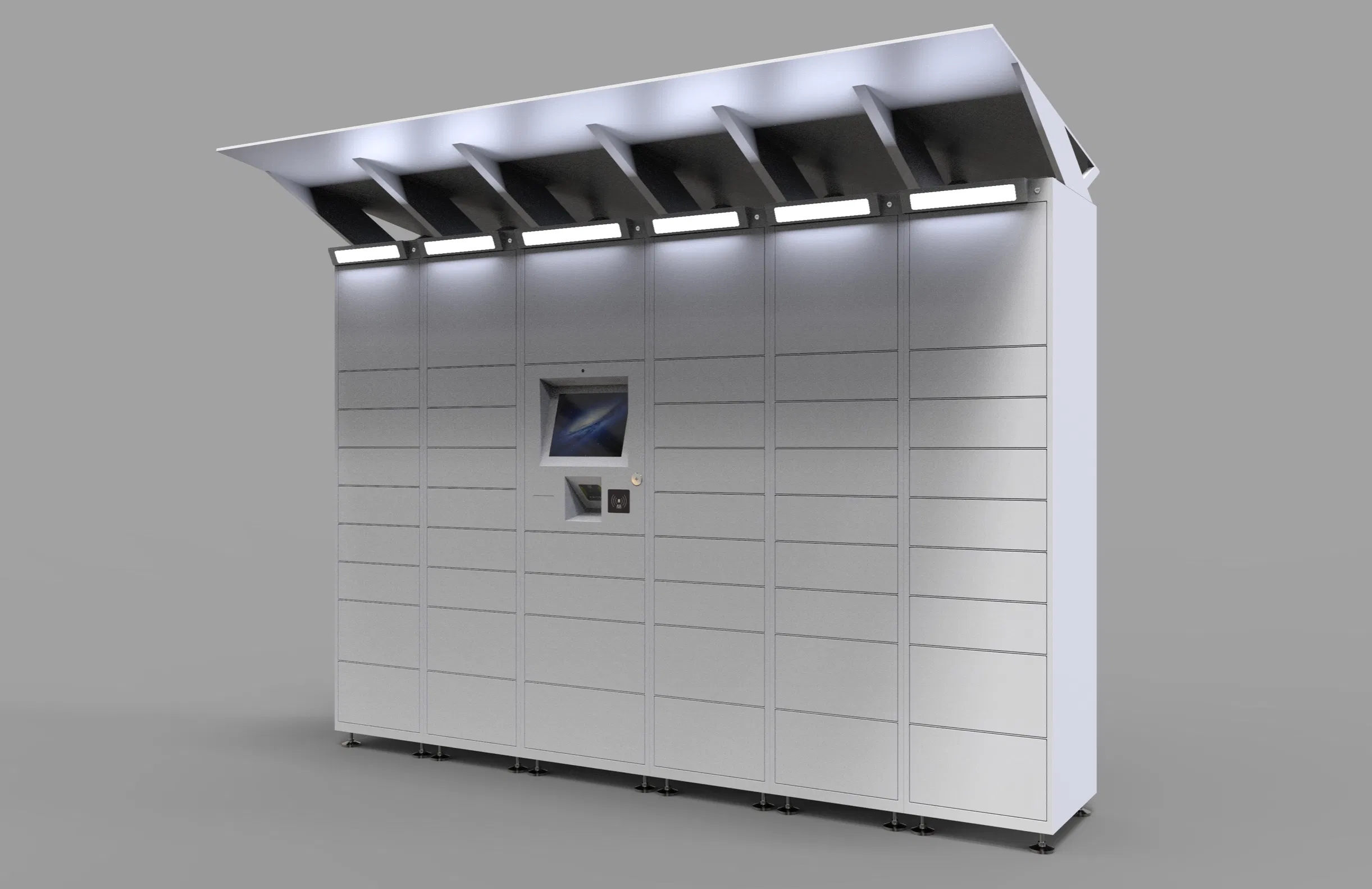 Smart Blue Metal Delivery Locker with USB Charging Station