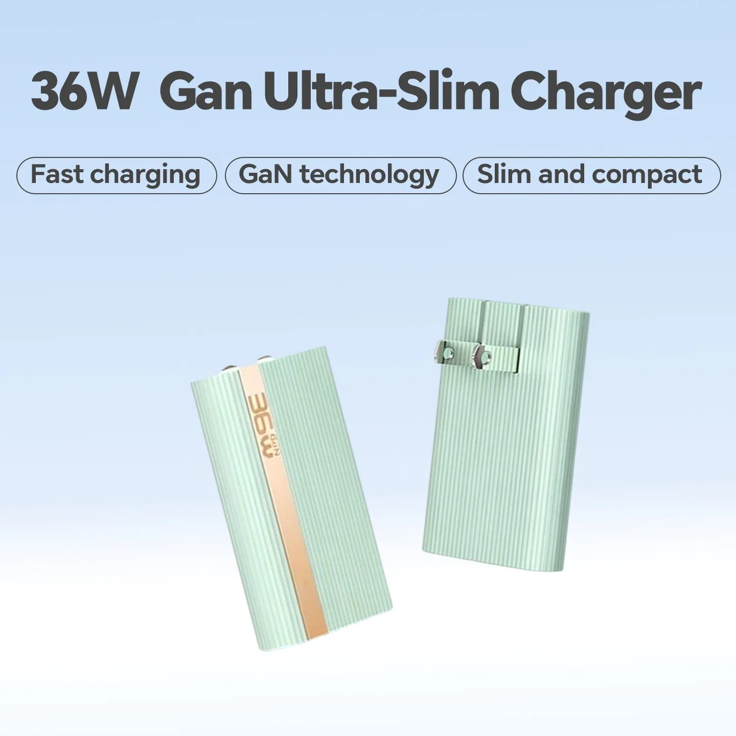 36W GaN Pd Uninterruptible Power Charger Pocket Portable Quick Charger with Wall Plug for Phones Tablets