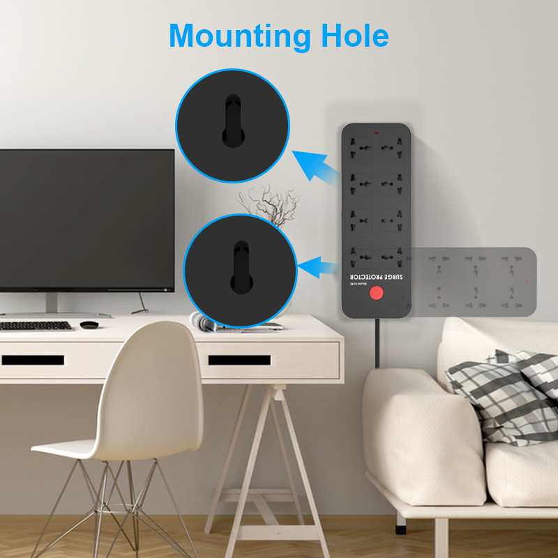 8 AC Outlet Extension Cord Overload Protection Electric Plug Extender Universal USB Power Board Socket Power Strip