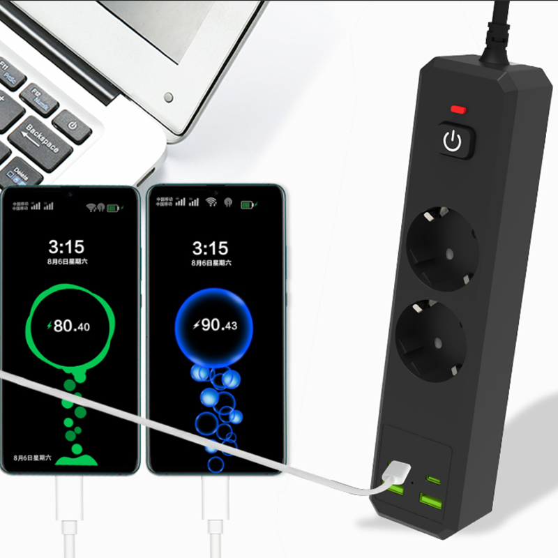 2500W 100V-250V Electrical Smart EU Socket Power Strip with USB