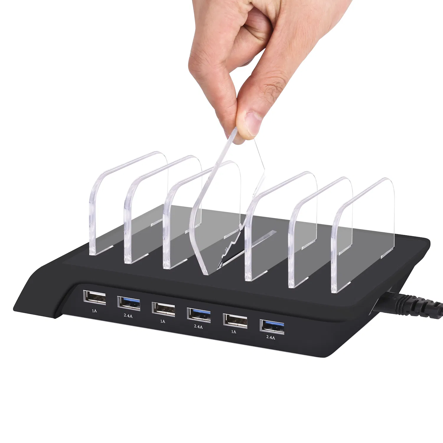 High quality AC 100-240V 10.2A 6 in 1 smartphone multi-device HUB charging dock USB adapter