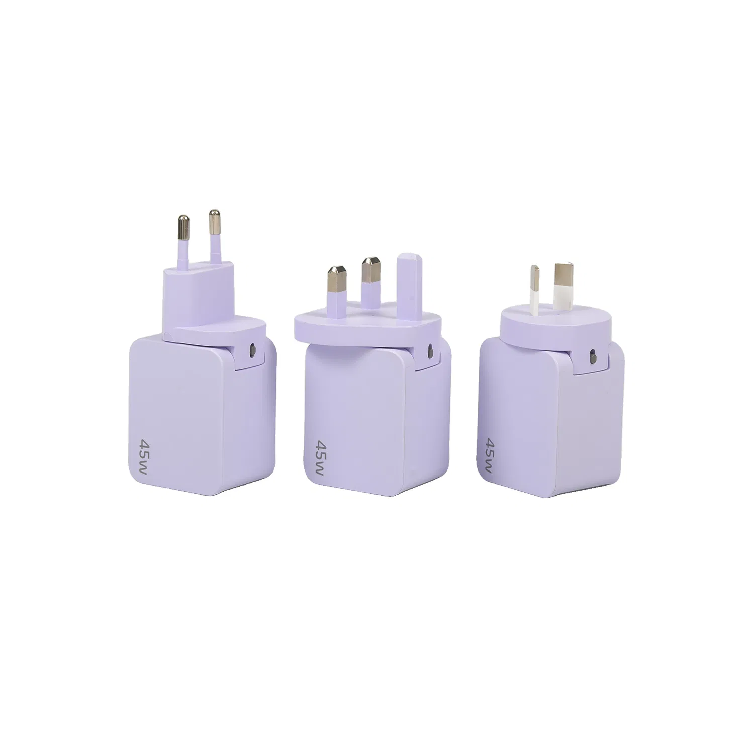 GaN 45W Charger Ultra-Fast Wall Charger with PPS Support 1 Type C Pd 3.0 Port 1 USB a QC 3.0 Port Compatible with iPhone, iPad with Removable Plugs