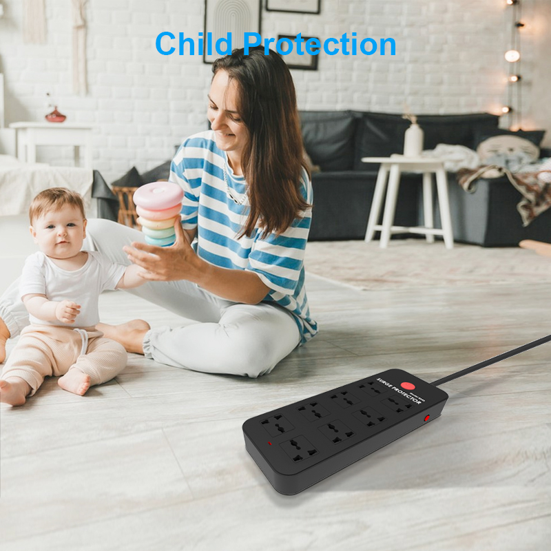 8 AC Outlet Extension Cord Overload Protection Electric Plug Extender Universal USB Power Board Socket Power Strip
