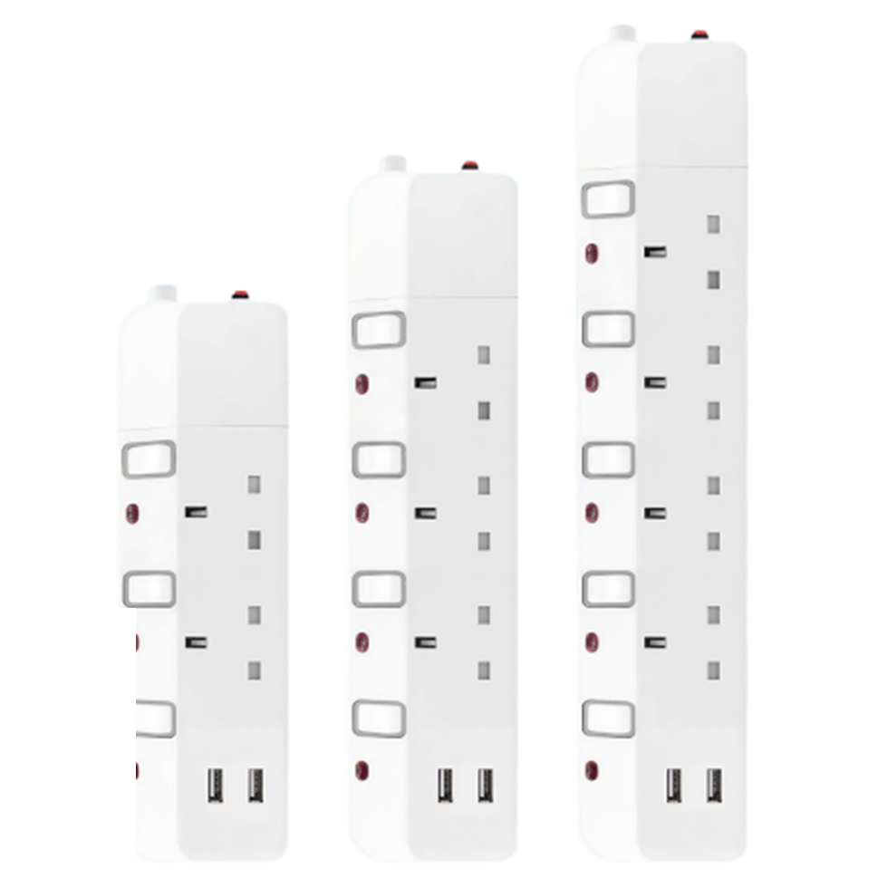 British Type 3 AC Outlets Power Strip with USB Type C Port