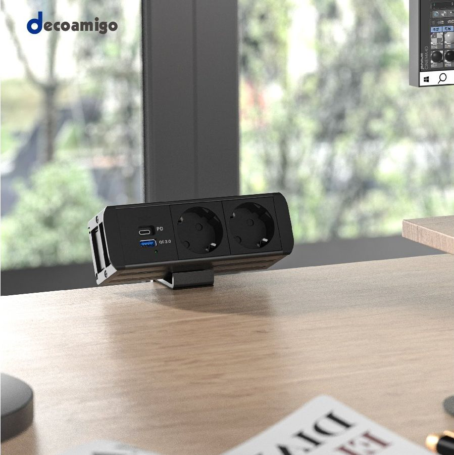 Decoamigo Desk Clamp Power Strip with USB-a and USB-C Ports