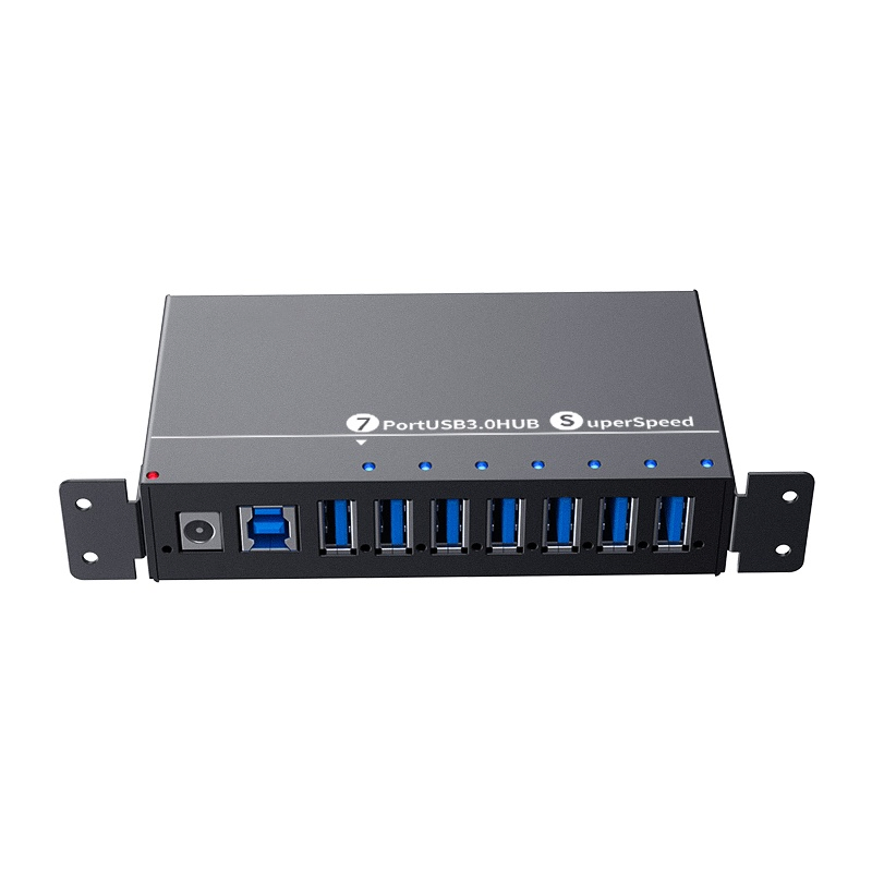 Custom Industrial High-Speed 7-Port USB 3.0 Hub with 12V 3A DC Adapter
