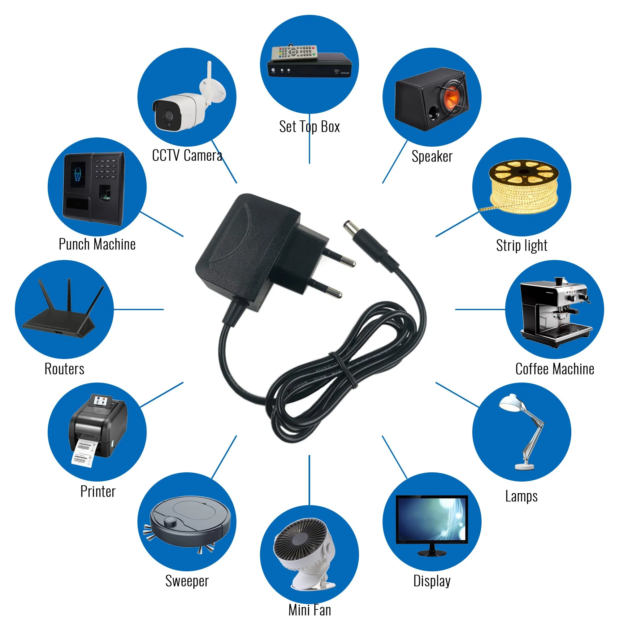 Chuangkesheng High Efficiency EU 9W 3V 3A AC DC Adapter Plug in Power Adapter for LED Lighting Universal Travel Adaptor