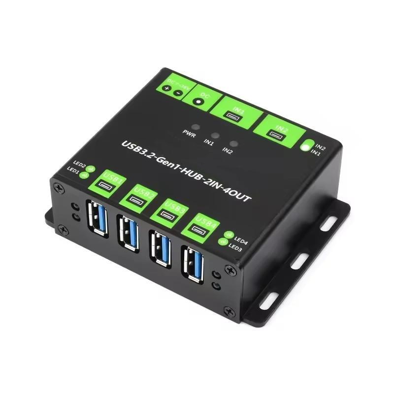 Industrial Grade USB Hub, Extending 4X USB 3.2 Ports, Switchable Dual Hosts, Multi Protections
