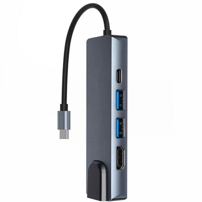 5-in-1 USB-C Docking Station for Mac PRO/HP/DELL - Pd Fast Charging, Gigabit Ethernet