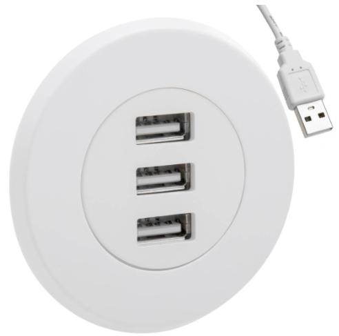 3 Ports USB 2.0 Hub for Desktop White