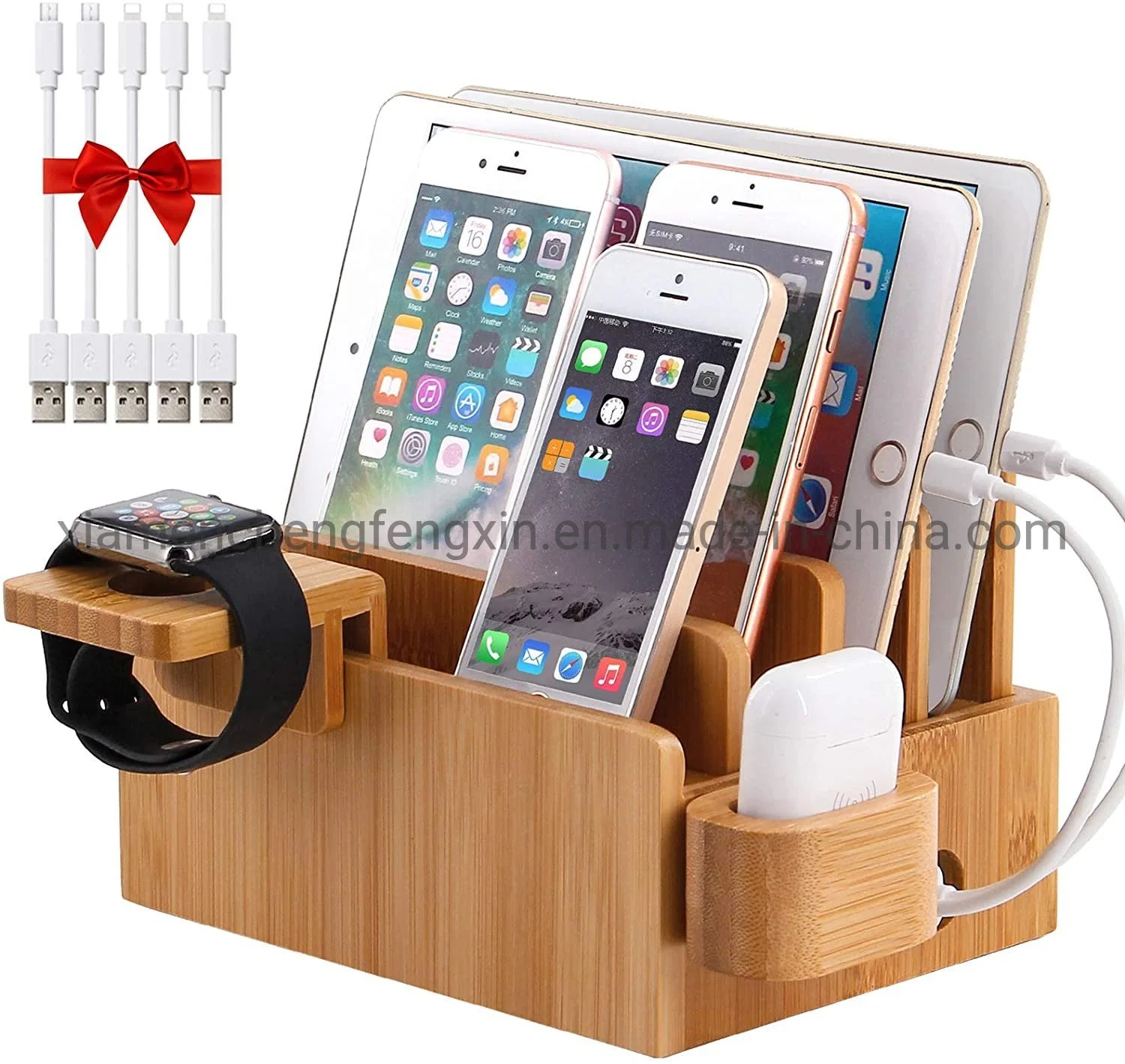 Sustainable Bamboo Charging Dock for Home and Office Use