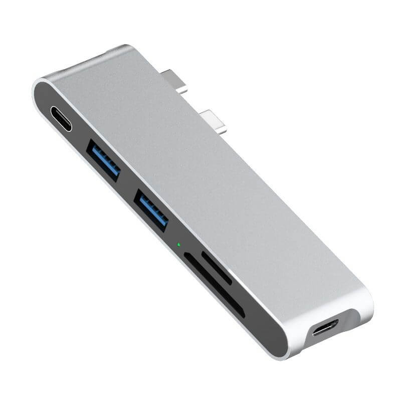 Universal Type-C Docking Station for Dual 4K Monitors 6-in-1 Hub