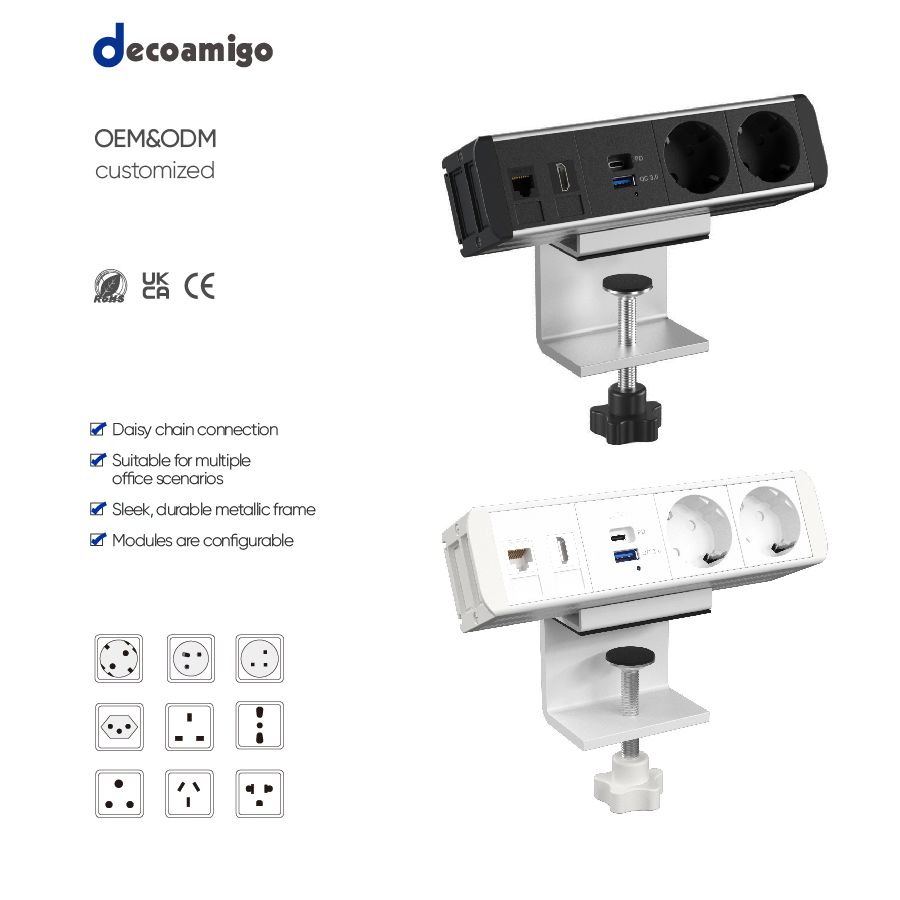 Decoamigo Desk Clamp Power Strip with USB-a and USB-C Ports
