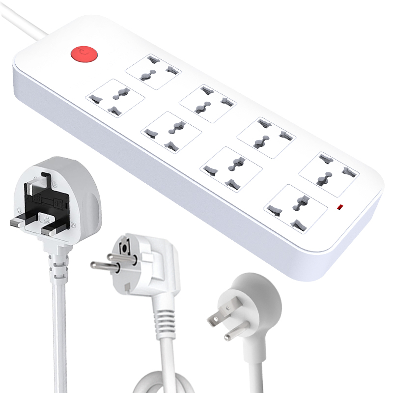 8 AC Outlet Extension Cord Overload Protection Electric Plug Extender Universal USB Power Board Socket Power Strip