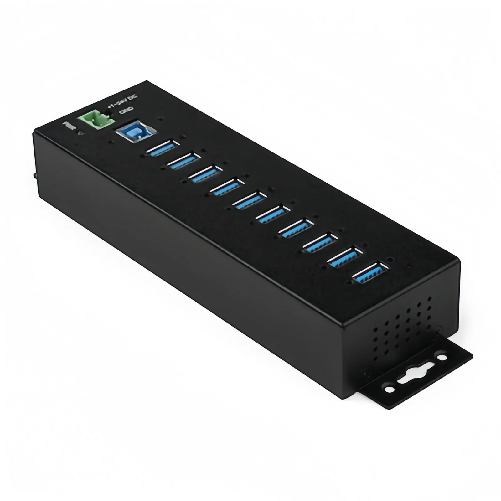 Custom 10-Port USB 3.0 Hub - 5gbps - Metal Industrial USB-a Hub with ESD &amp; Surge Protection - DIN Rail, Wall or Desk Mountable