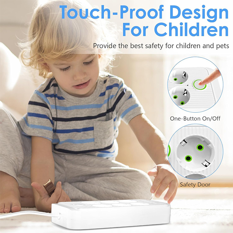 110V-250V 2500W EU USB Socket Home and Office Power Strip