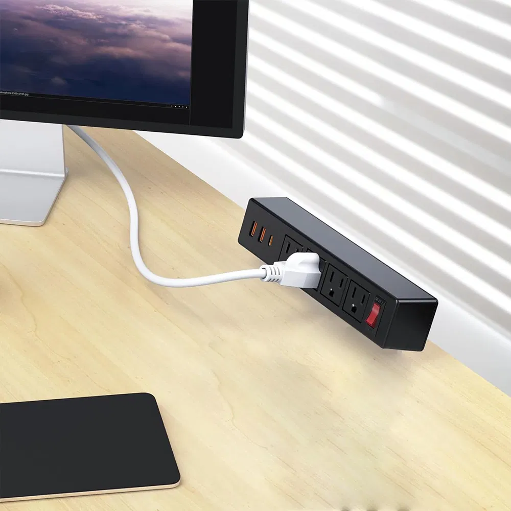 Us Desk Clamp Power Strip with Pd 20W USB a Desktop Edge Power Socket