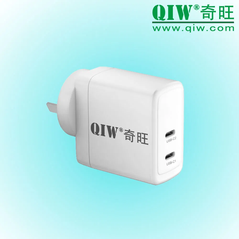 Qiw USB C Charger SAA Rcm Pd USB-C Charger GaN Charger 45W 65W PPS Fast Charger for Au Aus Australia Laptop Tablet Smartphone 20V 2.25A 3.25A as 62368-1