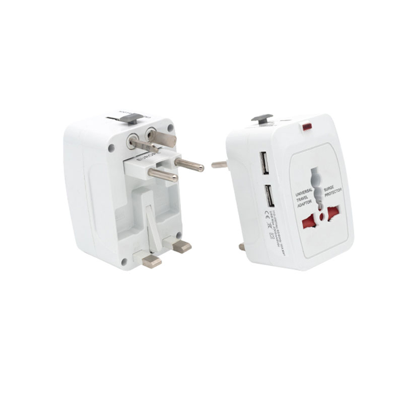 931L 2 USB Universal Travel Adapter with UK Us EU Aus Plug Worldwide