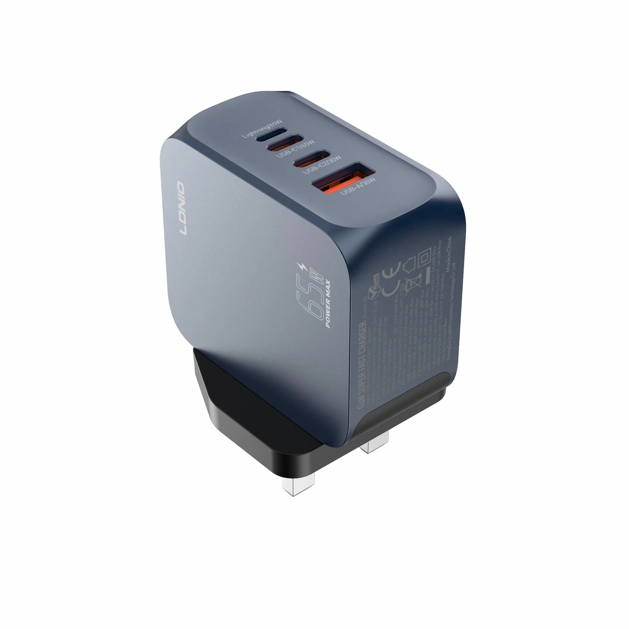 Ultra-Compact 65W GaN Wall Charger for Global Devices