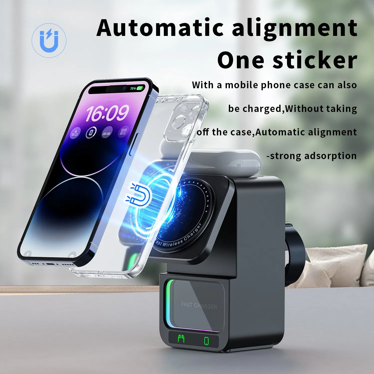 Dh19 5 in 1 Bluetooth-Compatible Speaker Multi-Function Wireless Charger Dock for Watch / Mobile Phone / Tws Earbuds