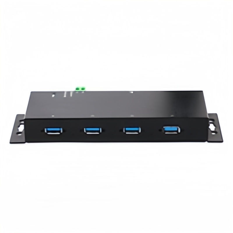 Custom 4-Port Industrial USB 3.0 5gbps Hub - Rugged USB Hub W/ ESD and Surge Protection - DIN/Wall/Desk Mountable USB-a Hub