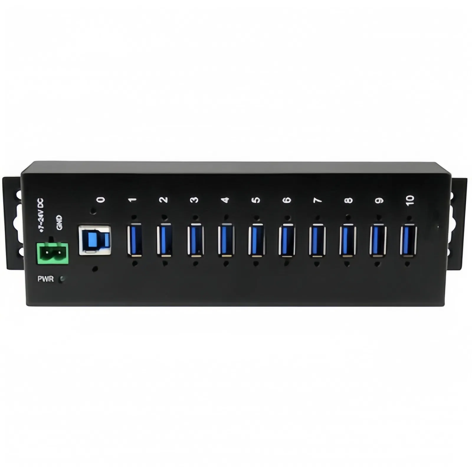 Custom 10-Port USB 3.0 Hub - 5gbps - Metal Industrial USB-a Hub with ESD &amp; Surge Protection - DIN Rail, Wall or Desk Mountable