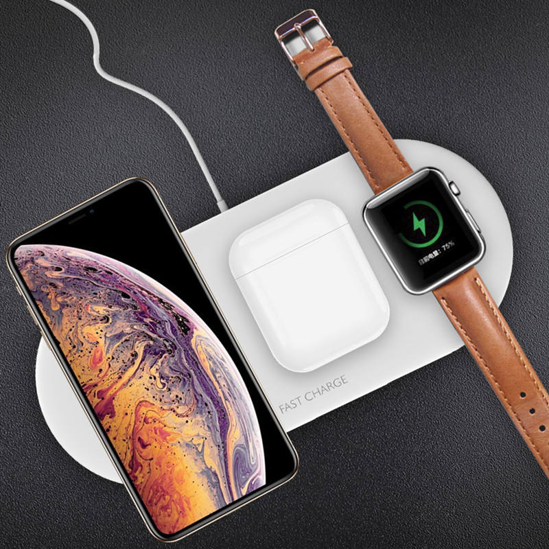 Popular Latest Qi 3in1 Wireless Charger Desktop 15W Fast Charging Compatible USB Charging Station for iWatch for Airpods