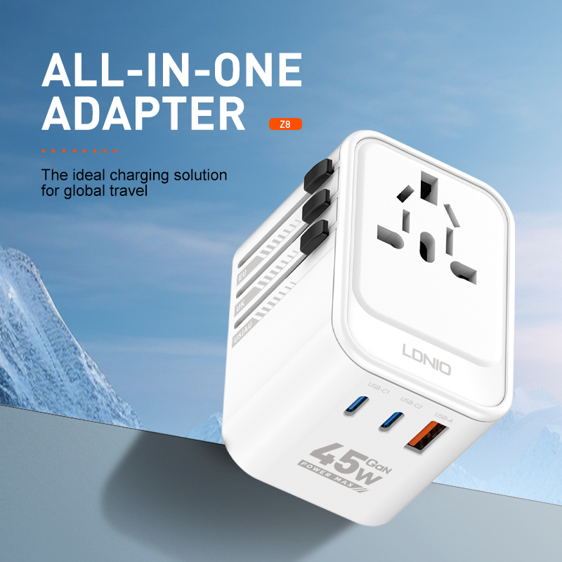 Ldnio Z8 Universal All-in-One Travel Adapter with 2 Type-C Ports