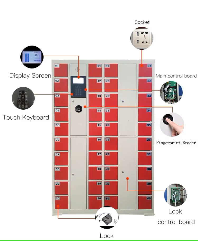 24 Hours Acrylic Cell Phone Locker Smart Mobile Phone Charging Station Lockers Outdoor Furniture Products for Cell Phone Charging