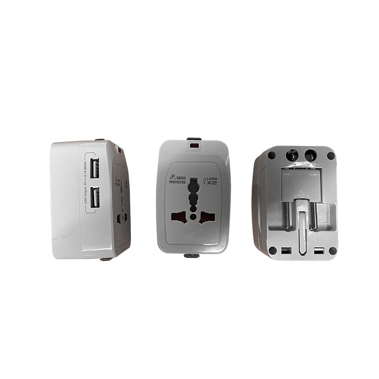 931L 2 USB Universal Travel Adapter with UK Us EU Aus Plug Worldwide