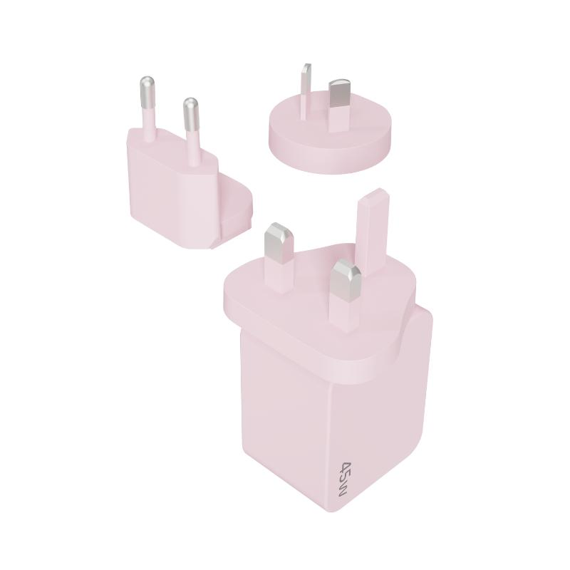 EU Us Kc Jp UK Portable Changeable Plug USB Type C 45W Mobile Phone Laptop GaN Wall Pd Fast Charger for Travel