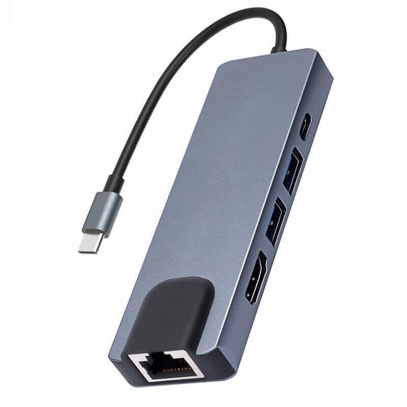 5-in-1 USB-C Docking Station for Mac PRO/HP/DELL - Pd Fast Charging, Gigabit Ethernet