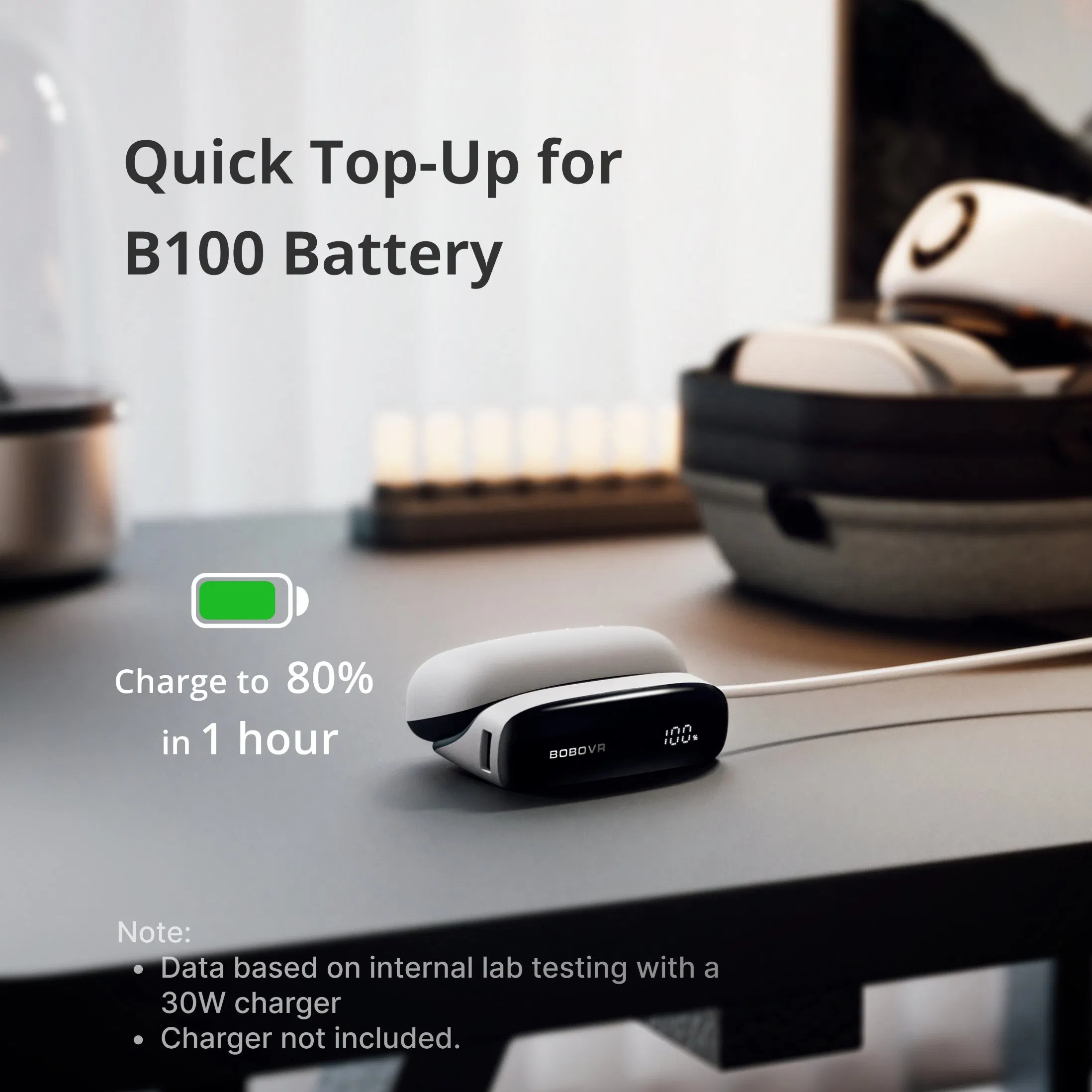 Bobovr Pd100 Combo 30W Fast Charging Dock with Built-in USB-C Cable &amp; B100 10000mAh Battery Pack