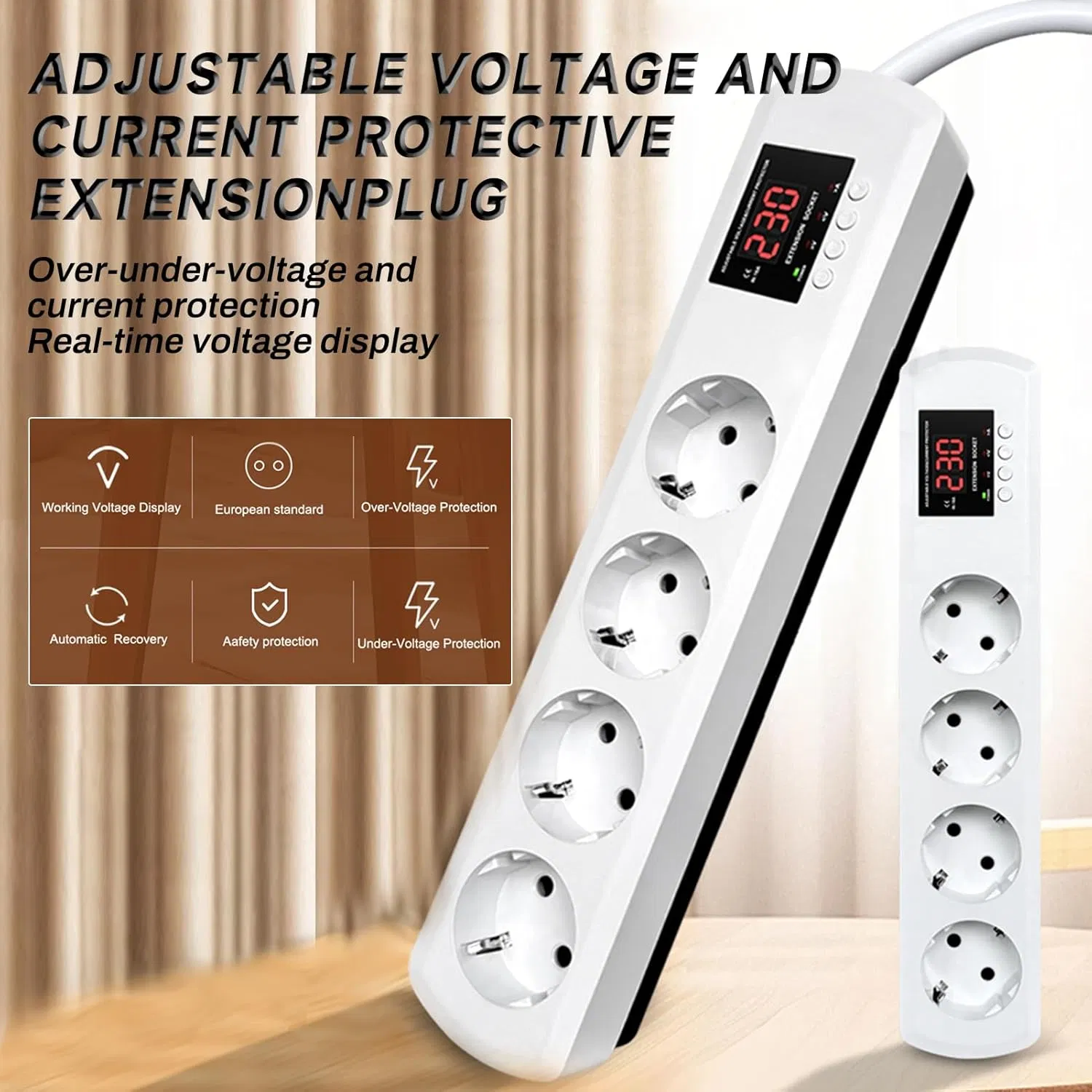 Jiuji Portable USB Electrical Voltage Current Surge Protection Power Strip for Energy Saving