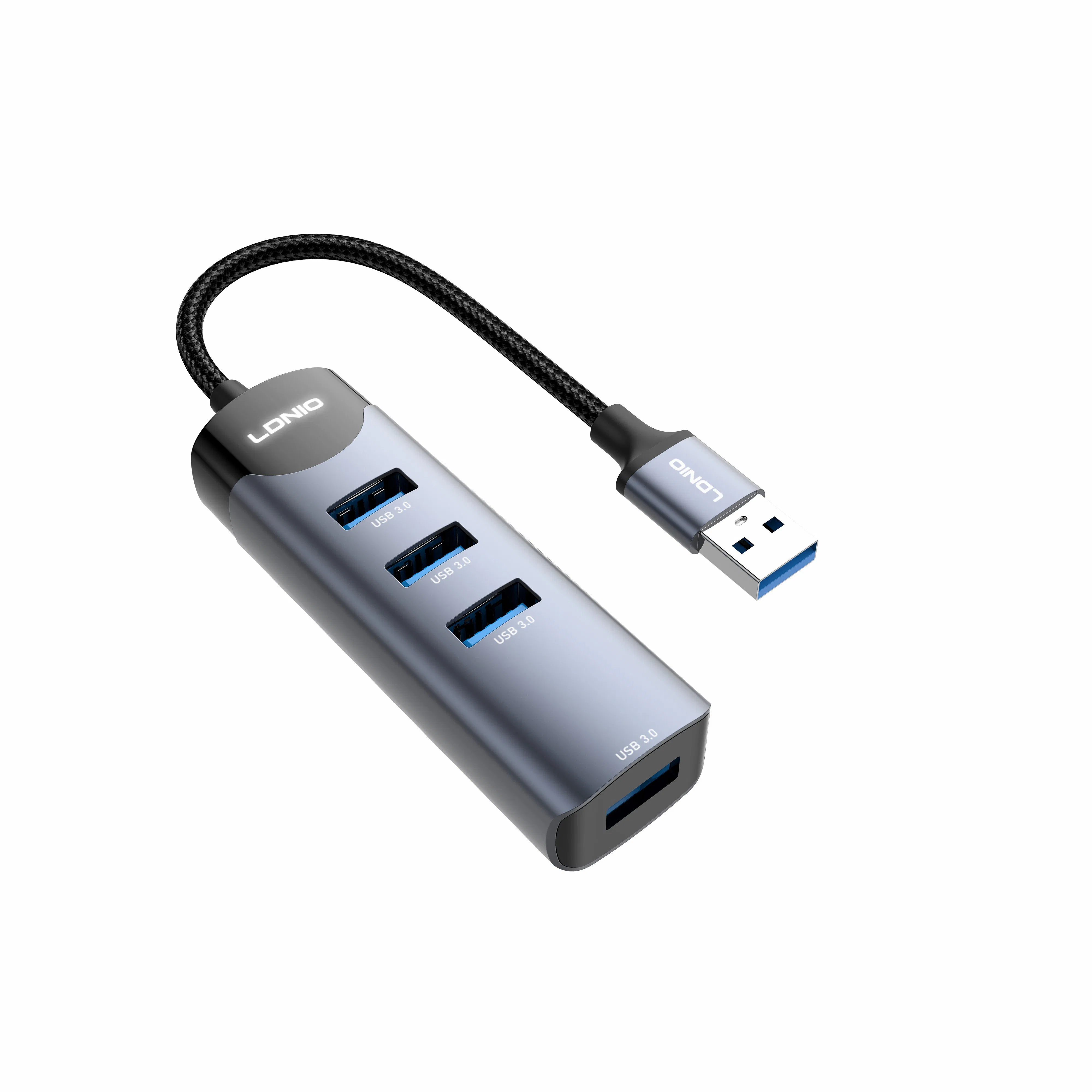 Ldnio Ds-134u USB-a to USB3.0*4 High Speed Data Transmission with 14cm Cable Docking Station Hub