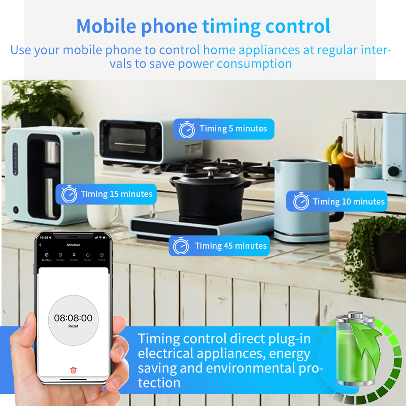 Tuya WiFi Universal Standard 10A Extension Socket Smart Power Strip Home Surge Protector 4 AC Outlets 3 USB Ports Power Strip