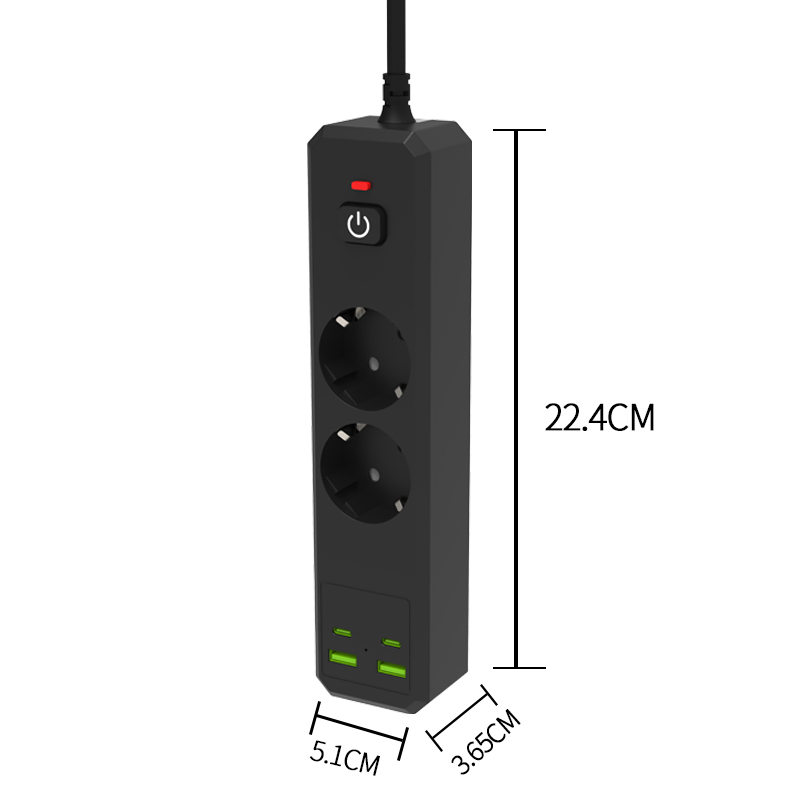 2500W 100V-250V Electrical Smart EU Socket Power Strip with USB