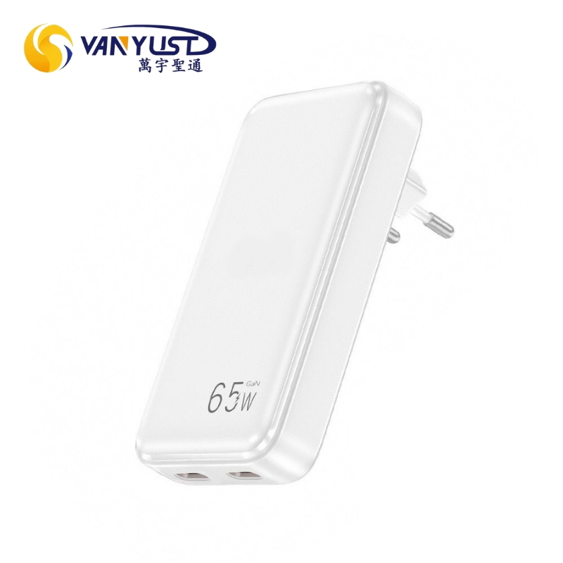 Factory Price 65W Ultra Thin Us Type Adapter Fast Charging Dual Type C 2c Ports Portable Pd Fast GaN Charger for Laptop Computer