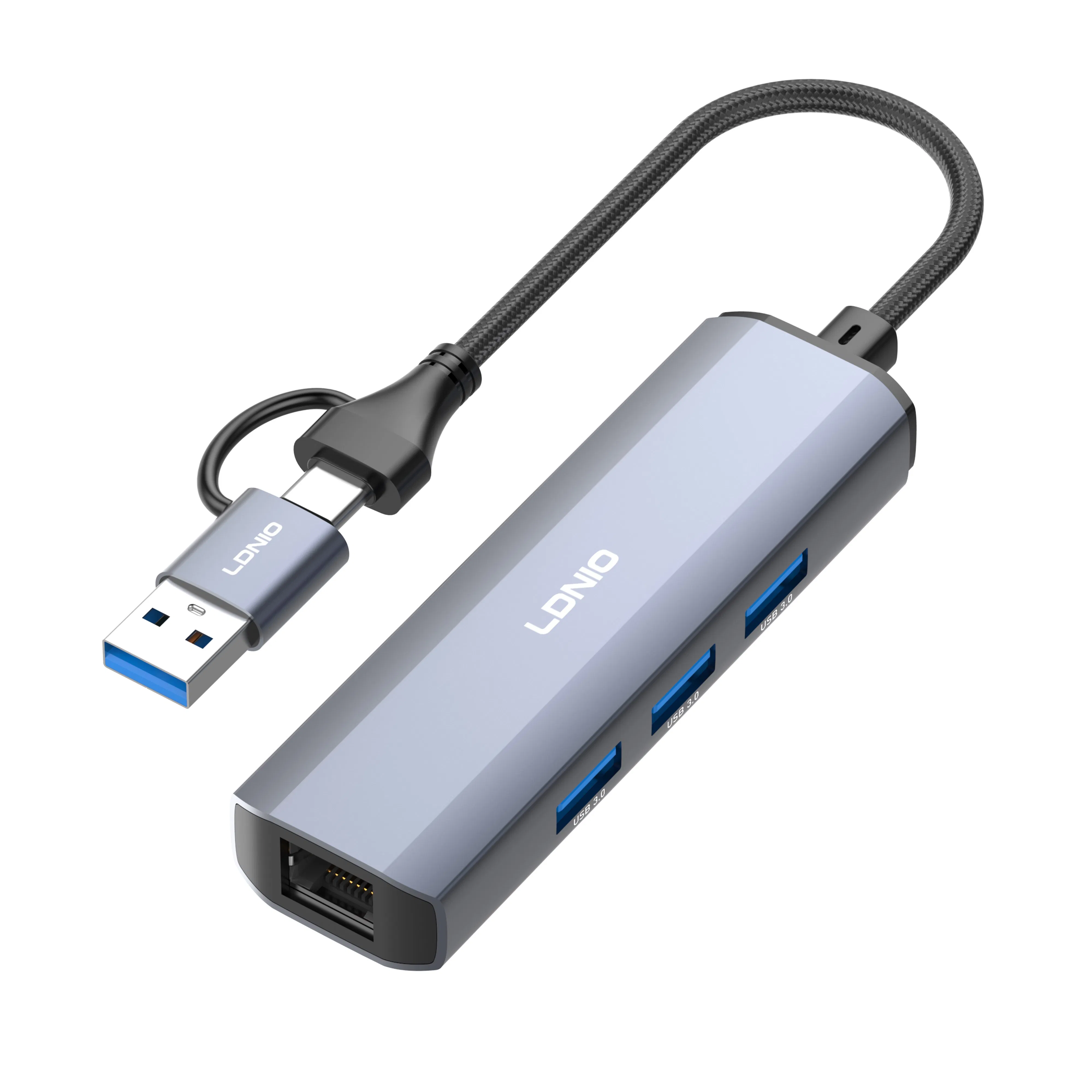 Ldnio Ds-124UC USB-a+Type-C to USB3.0*3+RJ45*1 Mobile Phone Charging Hub