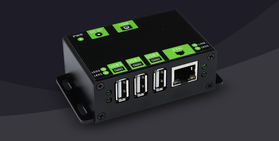 Industrial Grade Multifunctional USB Hub, Extending 3X USB Ports + 100m Ethernet Port