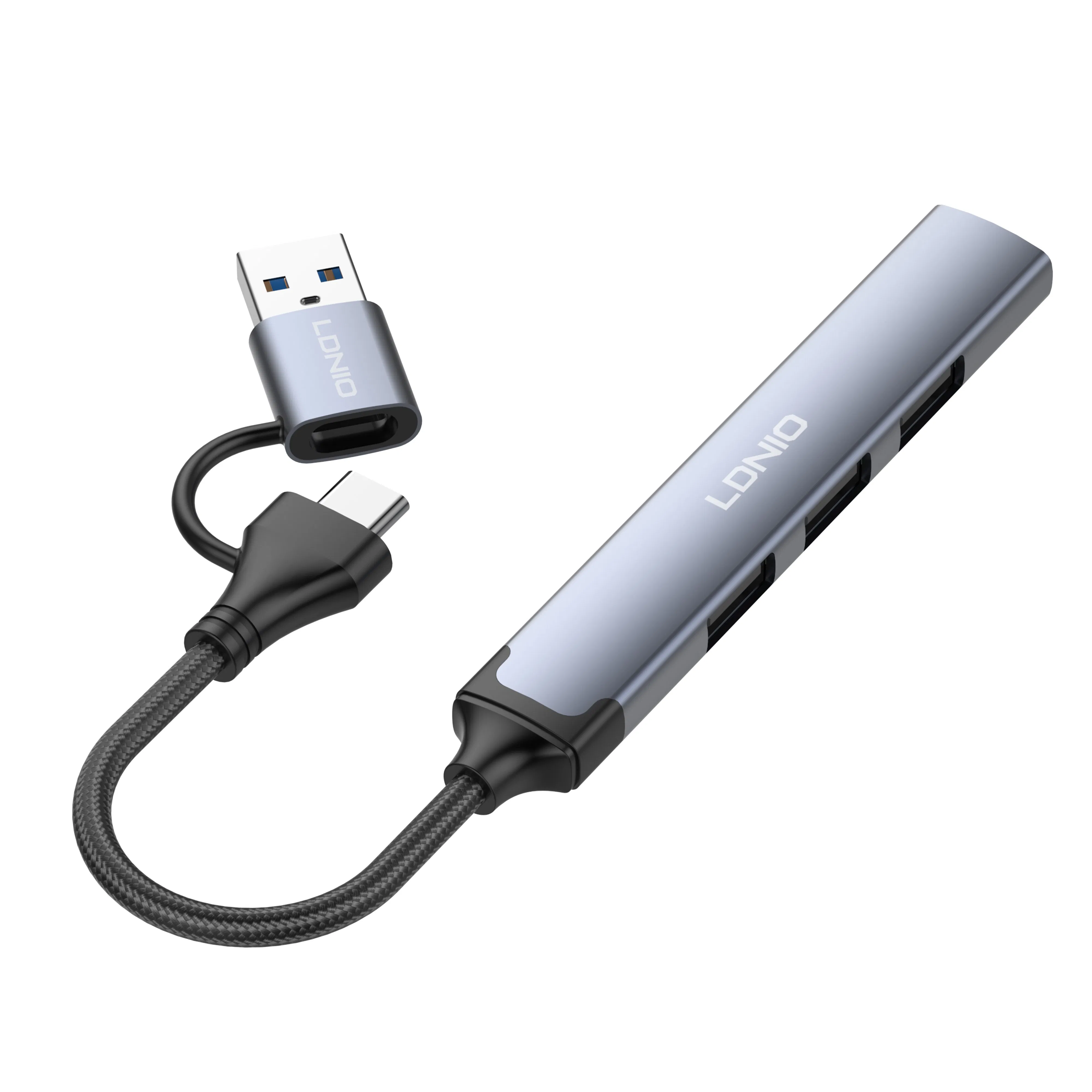 Ldnio Ds-64u USB-a+Type-C to USB3.0*1+USB2.0*3 Plug and Play Docking Station Hub